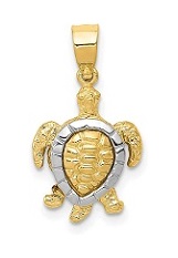 very nice two tone gold turtle gold baby charm
